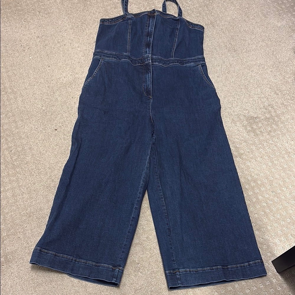 torrid Dark Blue Denim Wide-Leg Jumpsuit
